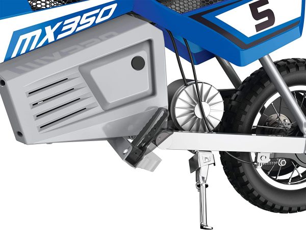 MX350 Dirt Rocket Electric Motocross Off-road Bike for Age 13+, Up to 30 Minutes Continuous Ride Time, 12″ Air-filled Tires, Hand-operated Rear Brake, Twist Grip Throttle, Chain-driven Motor