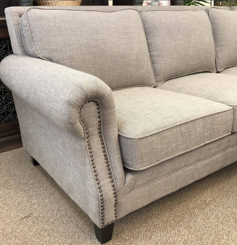 2PC Grey Sectional w/ Nailheads