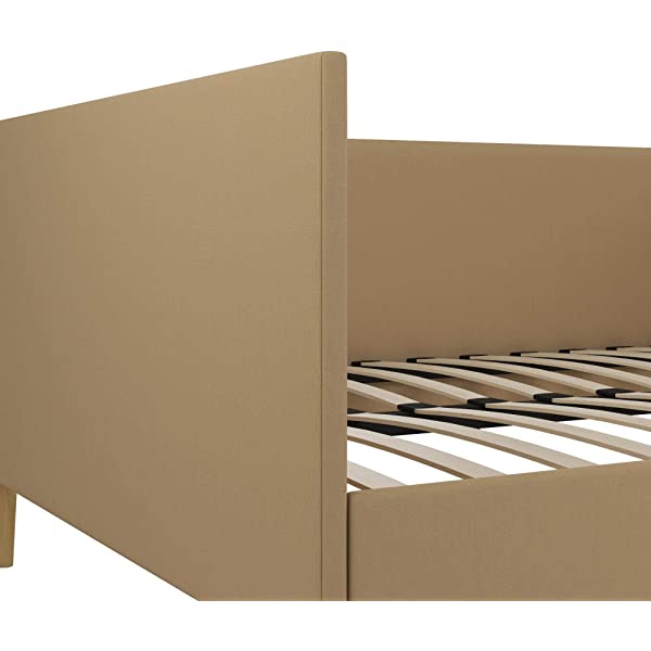 DHP Franklin Mid Century Upholstered Daybed, Sofa Bed, Twin Size Frame, Tan Linen Linen Twin Tan