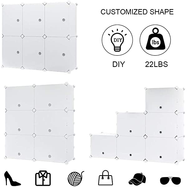 KOUSI Portable Shoe Rack Organizer 24 Pair Tower Shelf Storage Cabinet Stand Expandable for Heels, Boots, Slippers, 6 Tier White 32