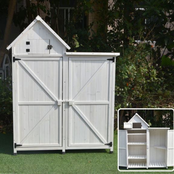 Outdoor solid wood storage storage cabinet garden courtyard balcony cabinet rain boots shovel tool cabinet rainproof mold storage box