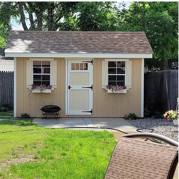 Plastic storage shed 10 ft wide X14 ft deep; A clearance sale