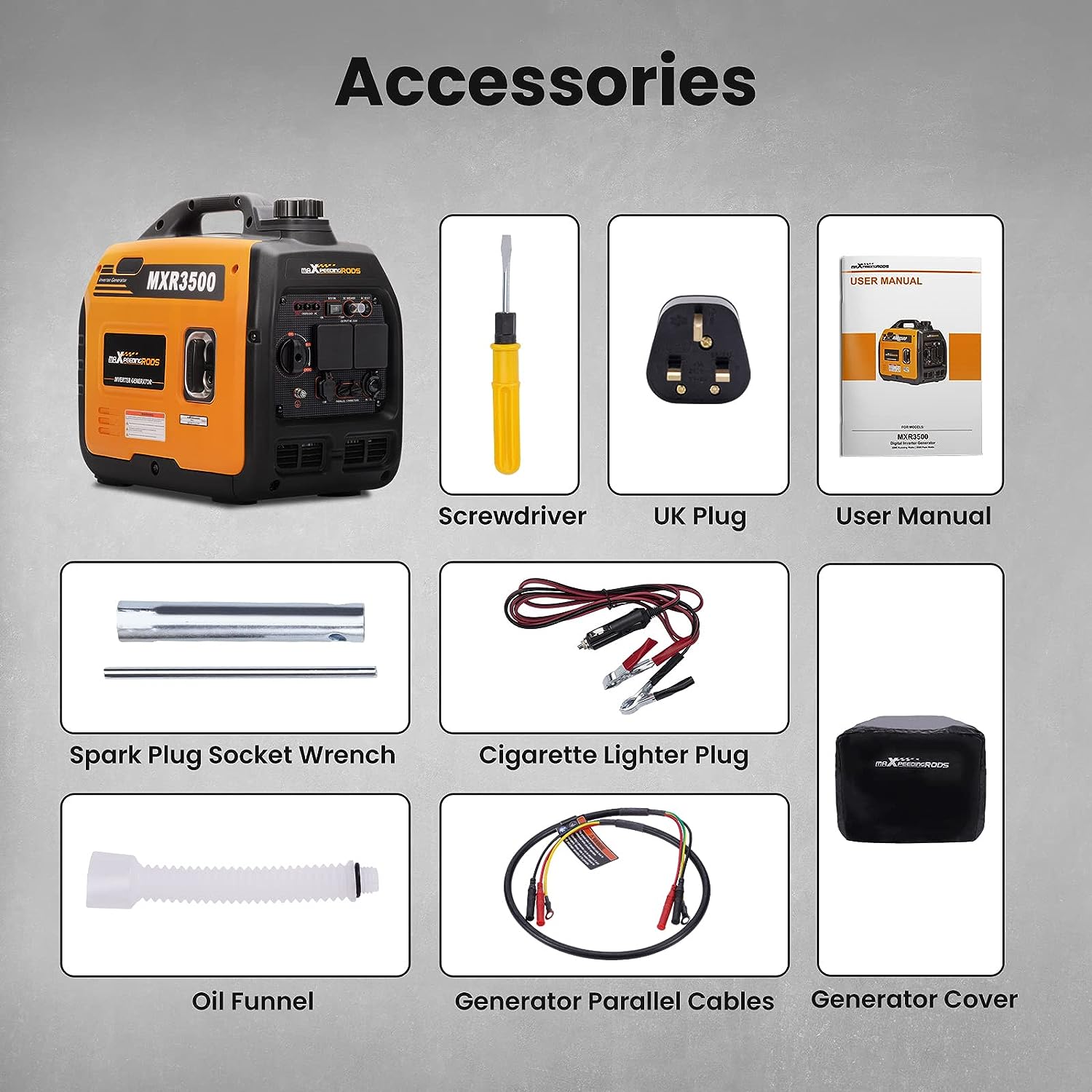 maXpeedingrods 3300W Portable Inverter Generator Gasoline Silent Pure Sine Wave Generator