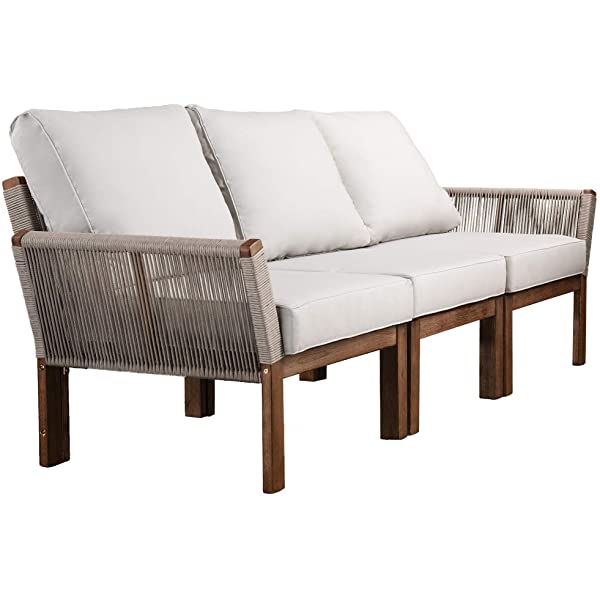 SEI Furniture AMZ0139801DO Brendina Outdoor Sofa, Natural, White