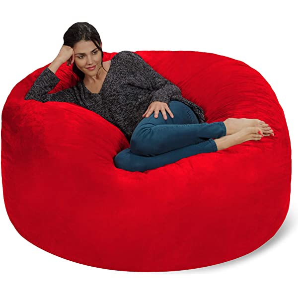 Chill Sack Bean Bag Chair: Giant 5' Memory Foam Furniture Bean Bag - Big Sofa with Soft Micro Fiber Cover - Navy Microsuede - Navy