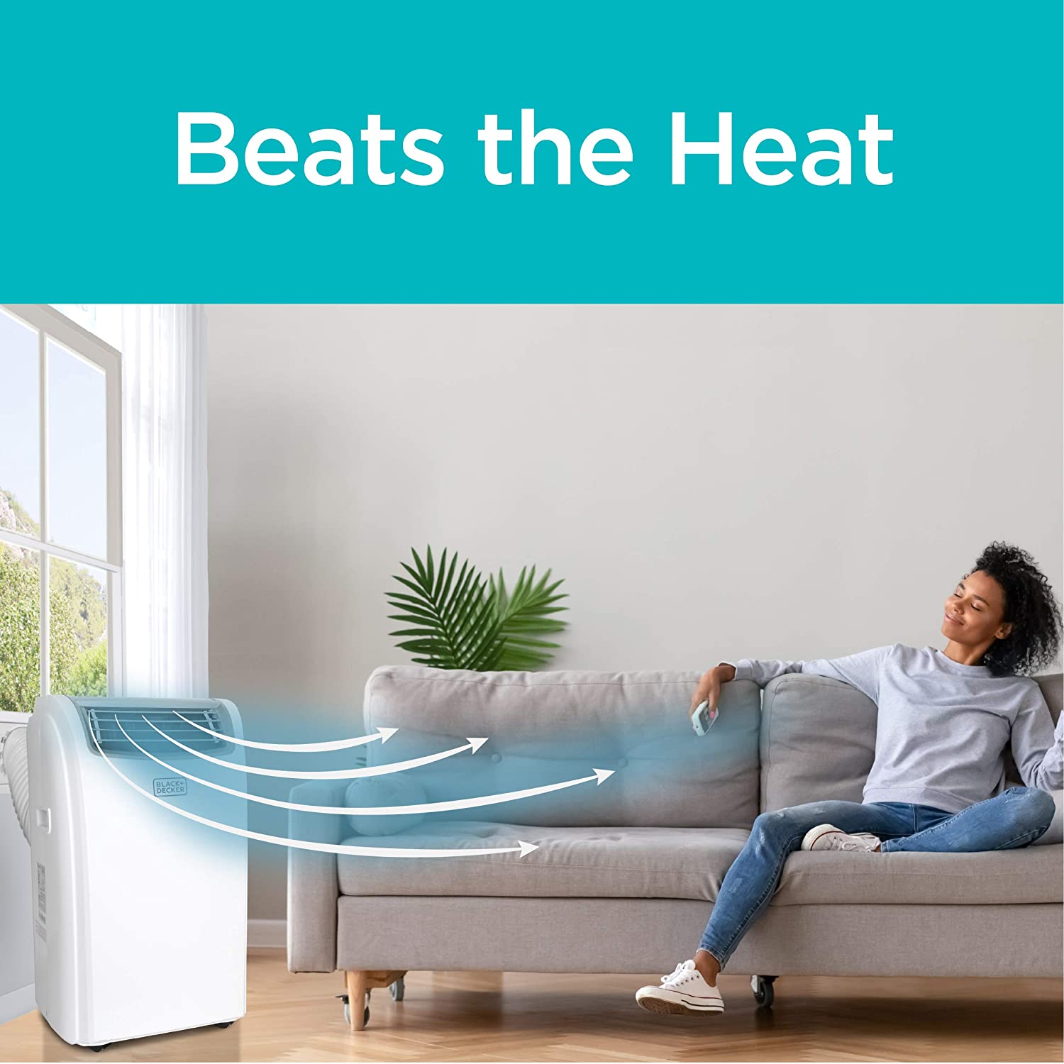 14000 BTU remote control portable air conditioning, white