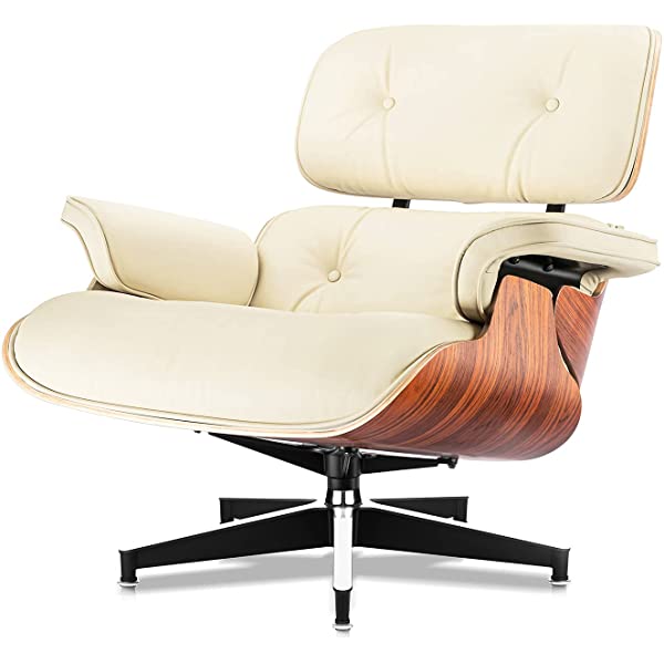 Mid Century Lounge Chair and Ottoman, Modern Chair Classic Design, Top Grain Leather Palisander Wood, Heavy Duty Base Support for Living Room, Study, Lounge, Office (Nomal, Style1-1) Nomal Style1-1