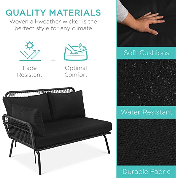 Best Choice Products Outdoor Rope Woven Sectional Patio Furniture L-Shaped Conversation Sofa Set for Backyard, Porch w/Thick Cushions, Detachable Lounger, Side Table - White