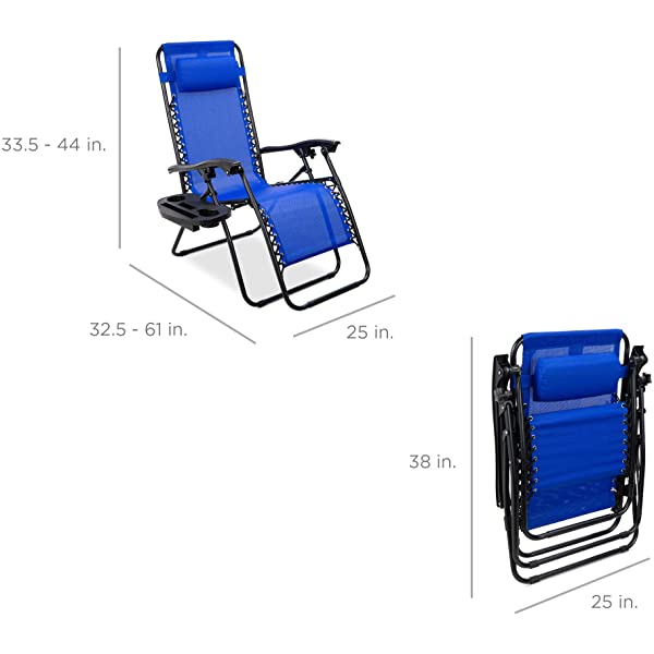 Best Choice Products Set of 2 Adjustable Steel Mesh Zero Gravity Lounge Chair Recliners w/Pillows and Cup Holder Trays - Burgundy