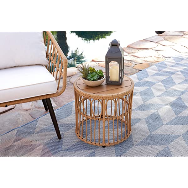 Quality Outdoor Living 65-YZ03HM Hermosa 3 Piece Chat Set, Tan Wicker + Linen Cushions 3-Piece Chat Set (Linen Cushions)