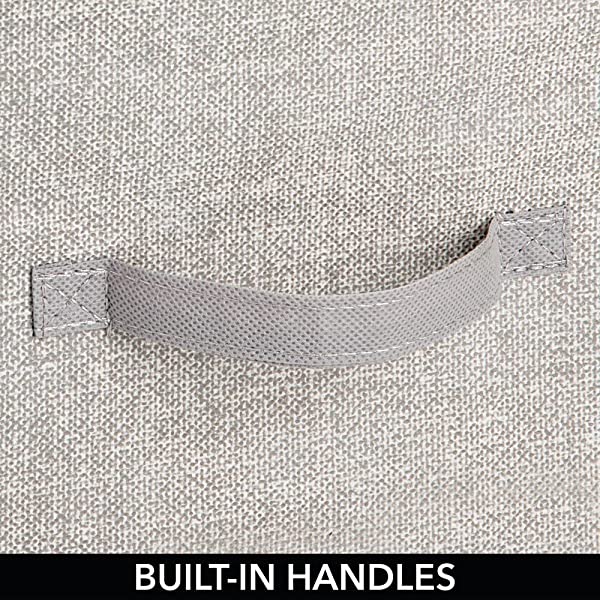 mDesign Storage Dresser End/Side Table Night Stand Furniture Unit - Small Standing Organizer for Bedroom, Office, Living Room, and Closet - 2 Drawer Removable Fabric Bins - Gray/White Grey