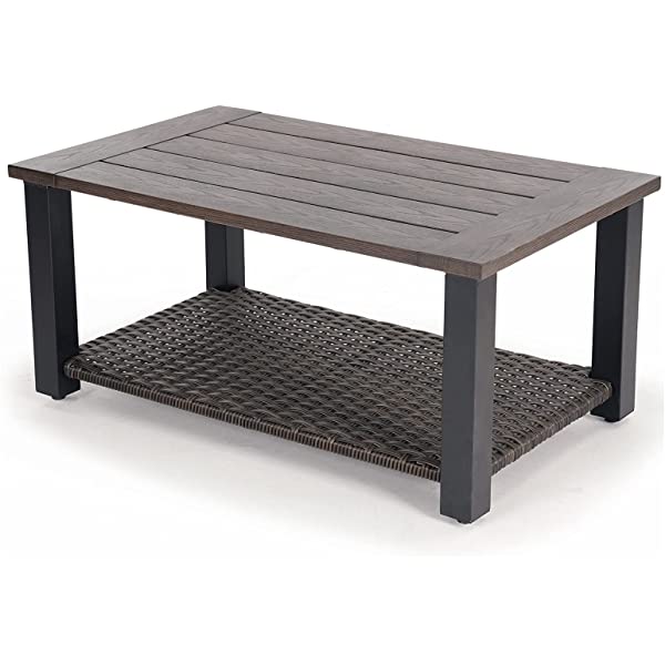 Grand Patio Patio Furniture Coffee Table Outdoor Side Table Glass Black