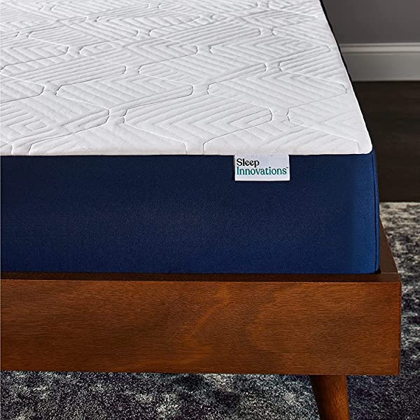 Sleep Innovations Hudson Hybrid Cooling Memory Foam Innerspring Mattress, 12 Inches, Queen Blue and White Queen 12 Inch Hybrid Mattress