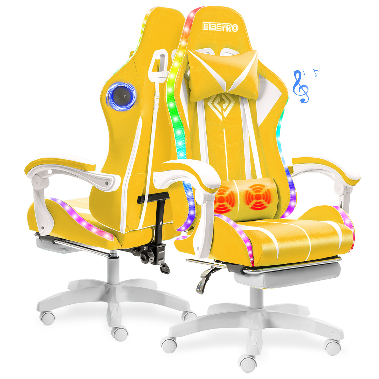 【Furniture】RGB PC & Racing Game Chair With Massage And Bluetooth