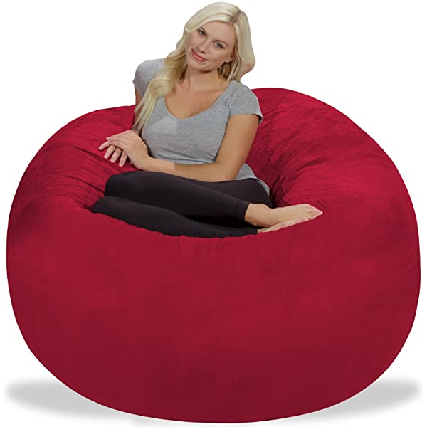 Chill Sack Bean Bag Chair: Giant 5' Memory Foam Furniture Bean Bag - Big Sofa with Soft Micro Fiber Cover - Navy Microsuede - Navy