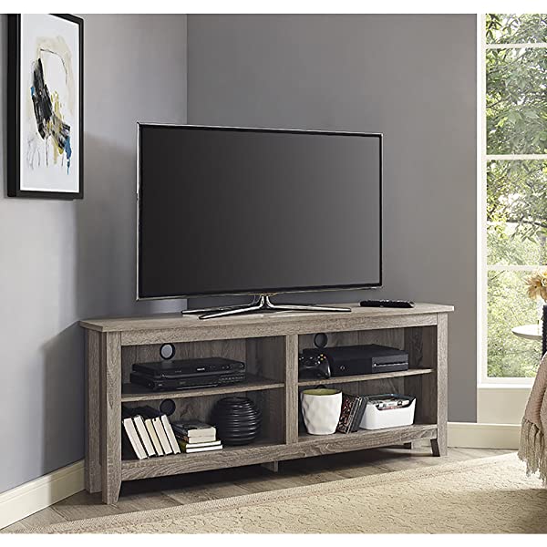 Walker Edison Wren Classic 4 Cubby TV Stand for TVs up to 65 Inches, 58 Inch, Black Black 58 InchTV Stand