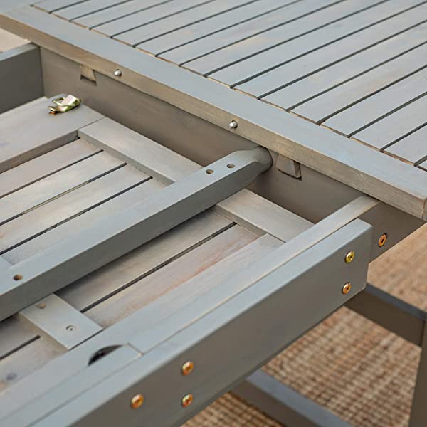 Walker Edison 5 Person Outdoor Wood Chevron Patio Furniture Dining Set Table Chairs Bench All Weather Backyard Conversation Garden Poolside Balcony, 4 Piece, Brown Brown 4 Piece Dining Set