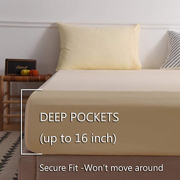 LBRO2M Bed Sheet Set Queen Size 16 Inches Deep Pocket 1800 Thread Count 100% Microfiber Sheet,Bedding Super Soft Comfortable, Cool Warm,4 Piece（Dark Grey） Dark Grey Queen