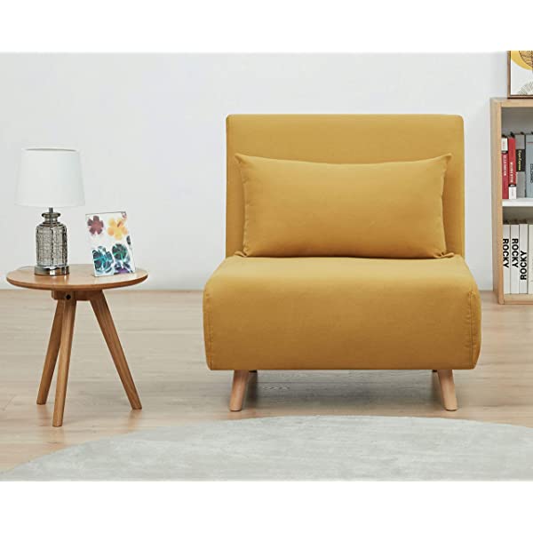 GIA Tri-Fold Sofa Bed, With Pillow, Yellow Yellow With Legs