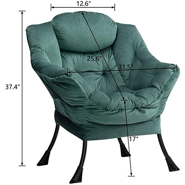 AbocoFur Modern Large Cotton Fabric Lazy Chair，Accent Contemporary Lounge Chair, Single Steel Frame Leisure Sofa Chair with Armrests and A Side Pocket, Beige