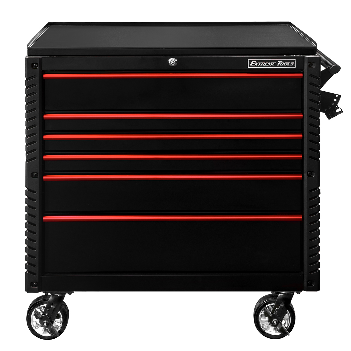 used toolboxExtreme Tools 41 6-Drawer Deluxe Tool Cart with Pry Bar Holders And Flip Top