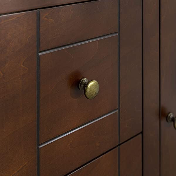 Walker Edison Charlotte Classic Glass Door Storage Buffet, 52 Inch, Espresso Espresso 52 Inch