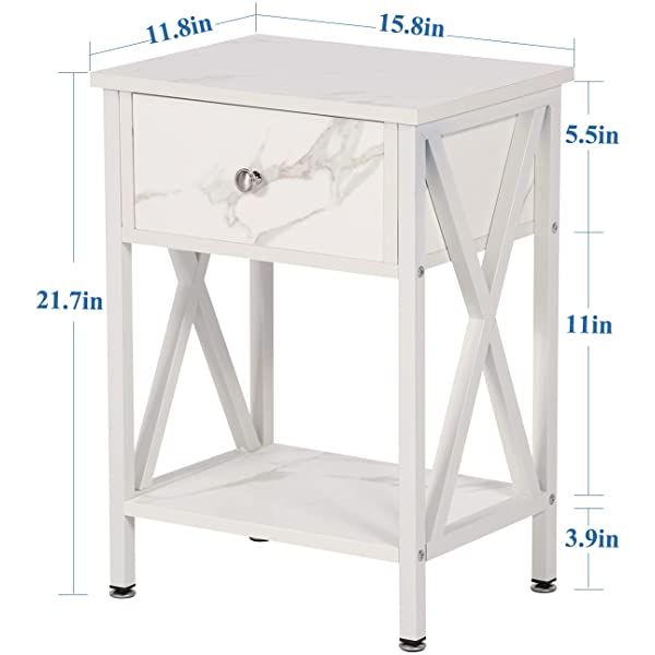 VECELO Modern Versatile Nightstands X-Design Side End Table Night Stand Storage Shelf with Bin Drawer for Living Room Bedroom, Brown+Black Brown+black Modern