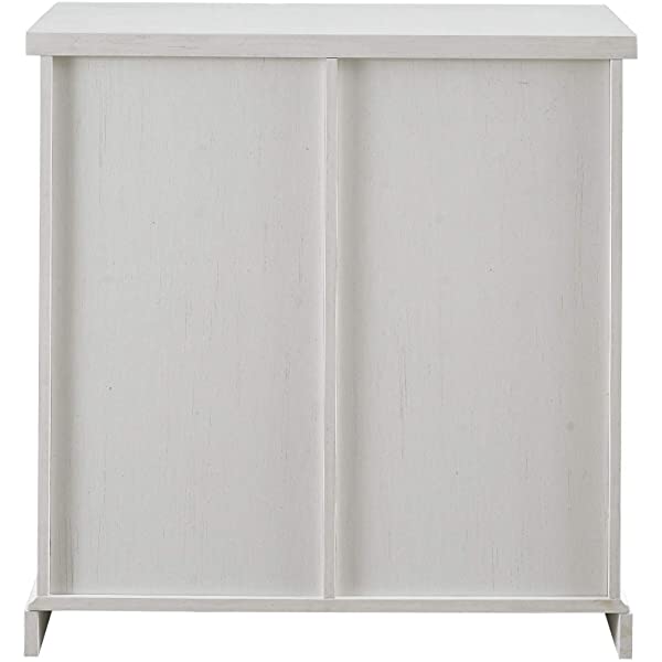 Walker Edison Beaumont Modern Farmhouse Sliding Slat Door Storage Cabinet, 32 Inch, White Oak White Oak Groove Door Cabinet