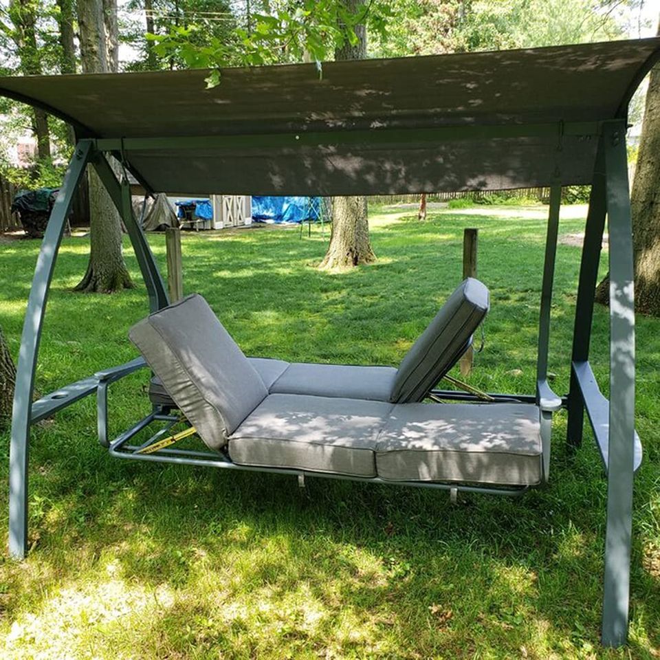 3 Person Patio Swinging Bench Chair 3-Seat Daybed Porch Swing Seater Outdoor