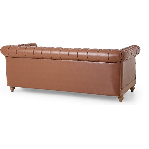 Christopher Knight Home Castalia Sofas, Midnight Black + Dark Brown Midnight Black + Dark Brown Birch Wood