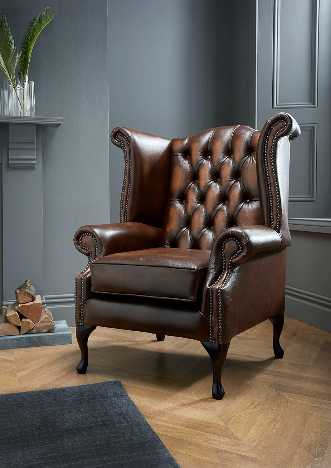 Chesterfield wingback armchairs