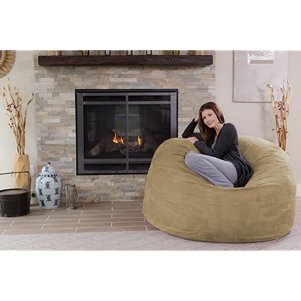 Chill Sack Bean Bag Chair: Giant 5' Memory Foam Furniture Bean Bag - Big Sofa with Soft Micro Fiber Cover - Navy Microsuede - Navy