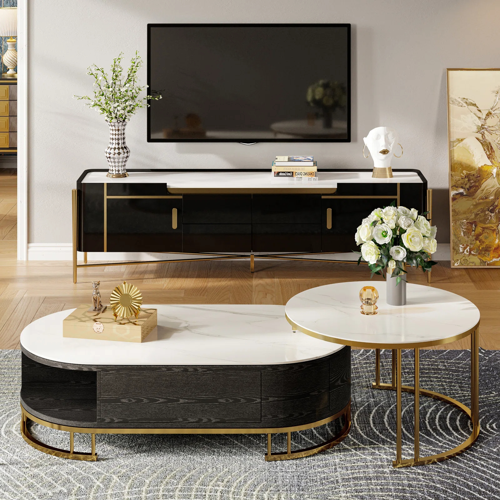 【Furniture】Dessa Sled/Frame 2 Nesting Coffee Tables with Storage