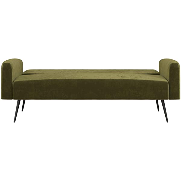 Novogratz 2360379N Z Stevie, Convertible Sofa Bed Couch, Ivory Velvet Futon