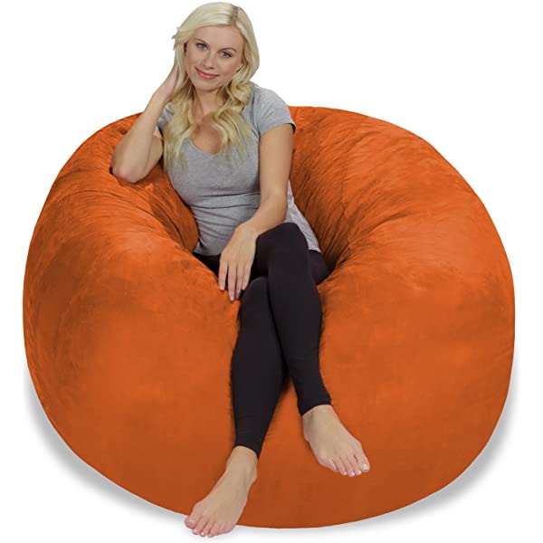 Chill Sack Bean Bag Chair: Giant 5' Memory Foam Furniture Bean Bag - Big Sofa with Soft Micro Fiber Cover - Navy Microsuede - Navy
