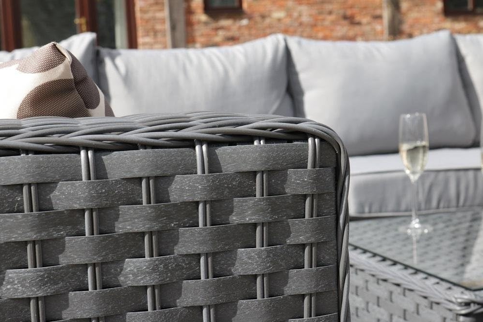 YAKOE 50020 Papaver Conservatory Modular 9 Seater Rattan Corner Garden Sofa Furniture Set - Grey