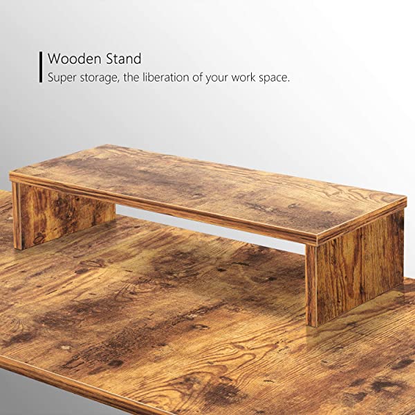 FEZIBO Dual Motor L-Shaped Electric Standing Desk, 48 Inches Height Adjustable Corner Desk, Full Sit Stand Home Office Table with Splice Board, Black Frame/Rustic Brown Top